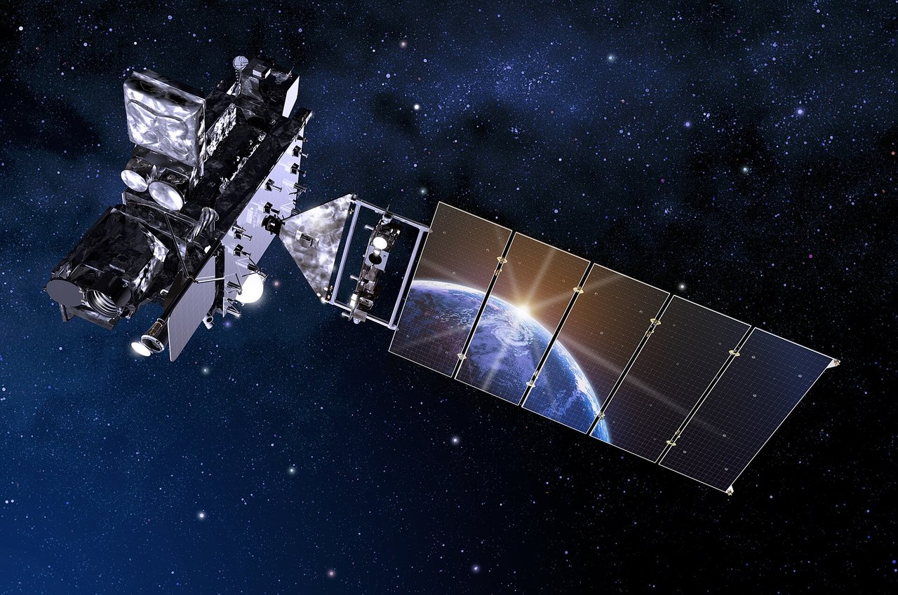 美国 GOES-R 系列静止轨道气象卫星在轨示意图（NOAA）