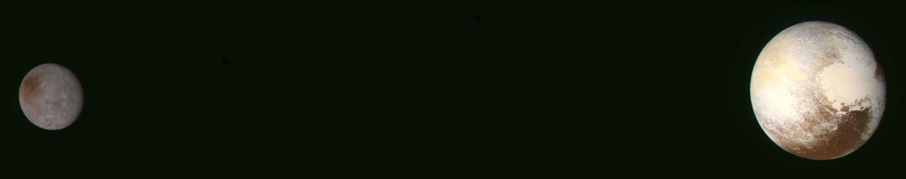 True-color composite of Pluto and Charon, which keep the same faces toward each other